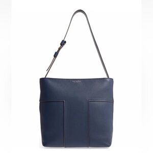 Tory Burch Block T Pebbled Hobo Bag Royal Navy